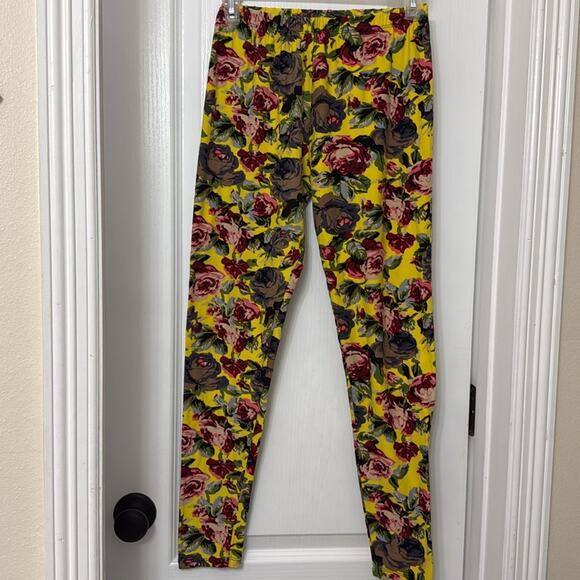 Silver red and pink rose yellow leggings one size - Picture 1 of 4